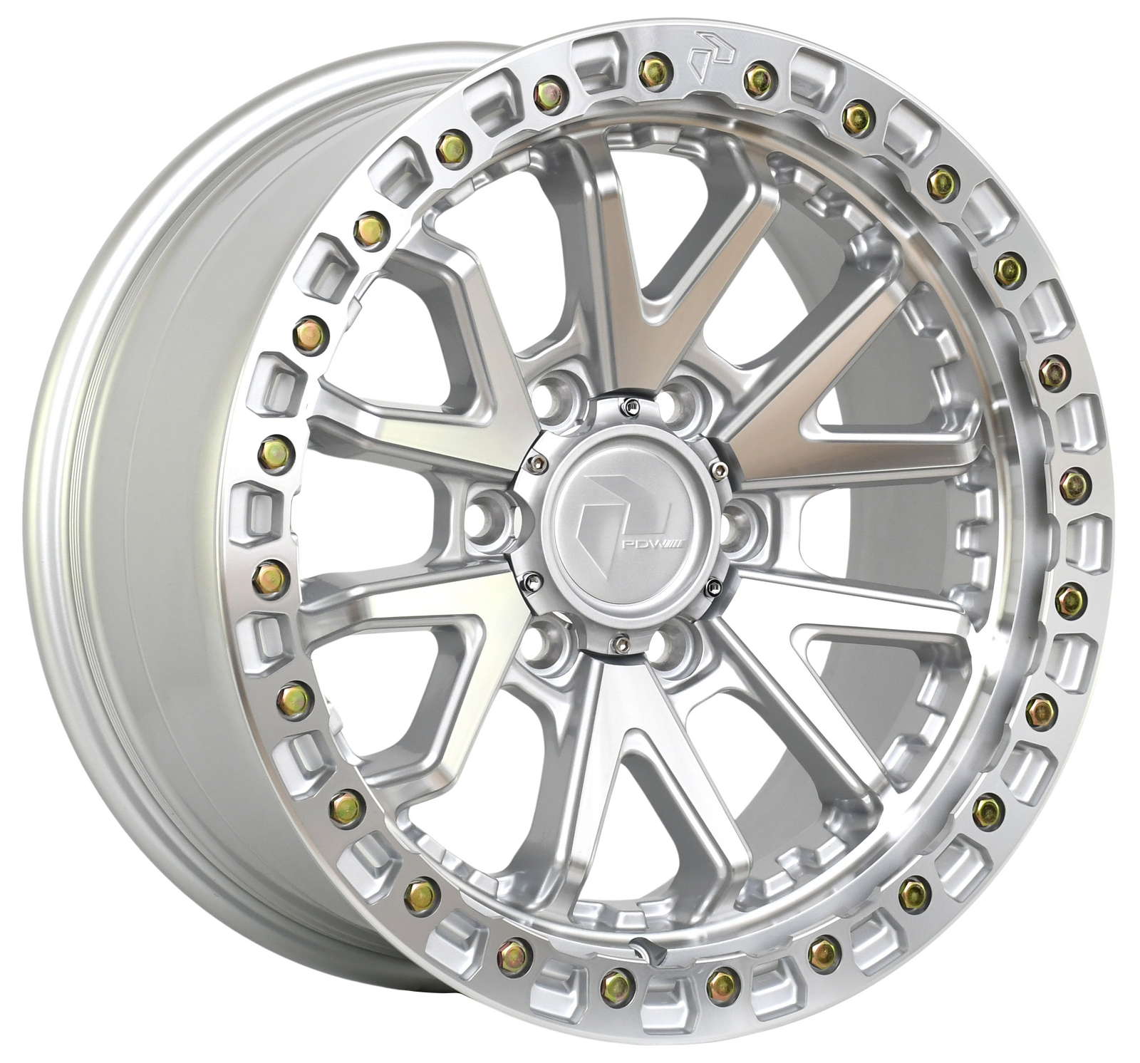 PDW DOMINATOR Silver Machined 4x4 alloy wheel