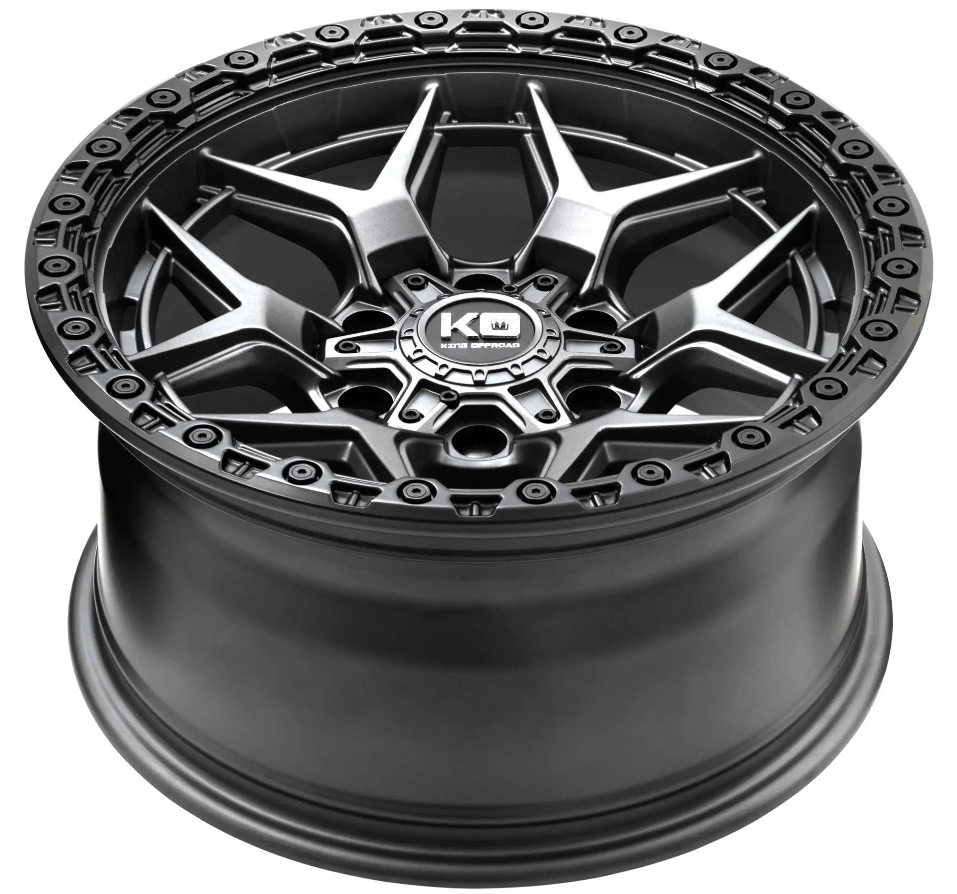 King Wheels GROWLER Matte Titanium alloy wheel with Black Bead Ring | Discount Tyres Brisbane