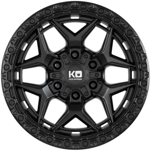 King Wheels GROWLER Satin Black alloy wheel with Gloss Black Rivets | Discount Tyres Brisbane